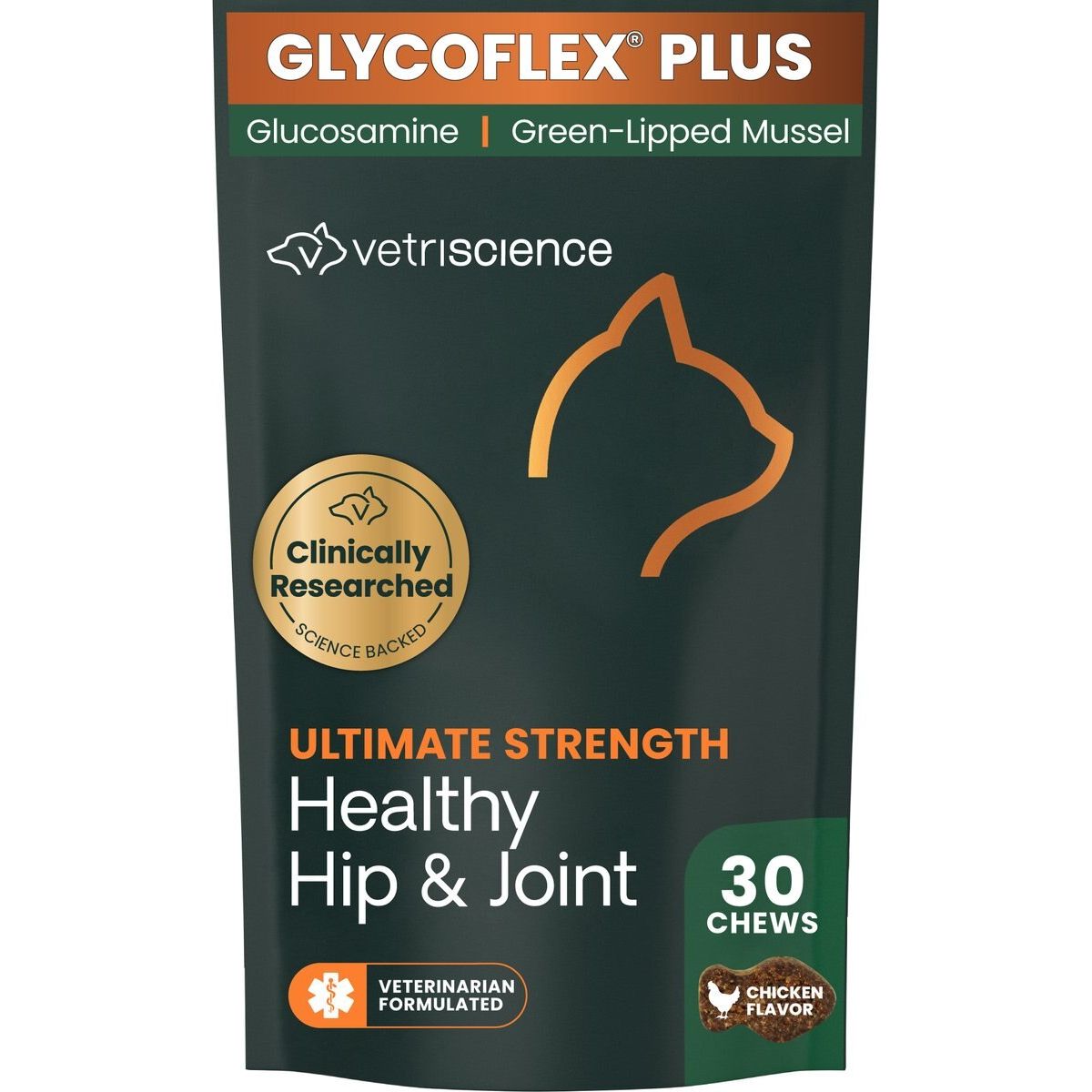 GlycoFlex Plus Ultimate Strength gatos, sabor pollo, 30 masticables; fotografía rescatada de ficha individual, pendiente verificación visual