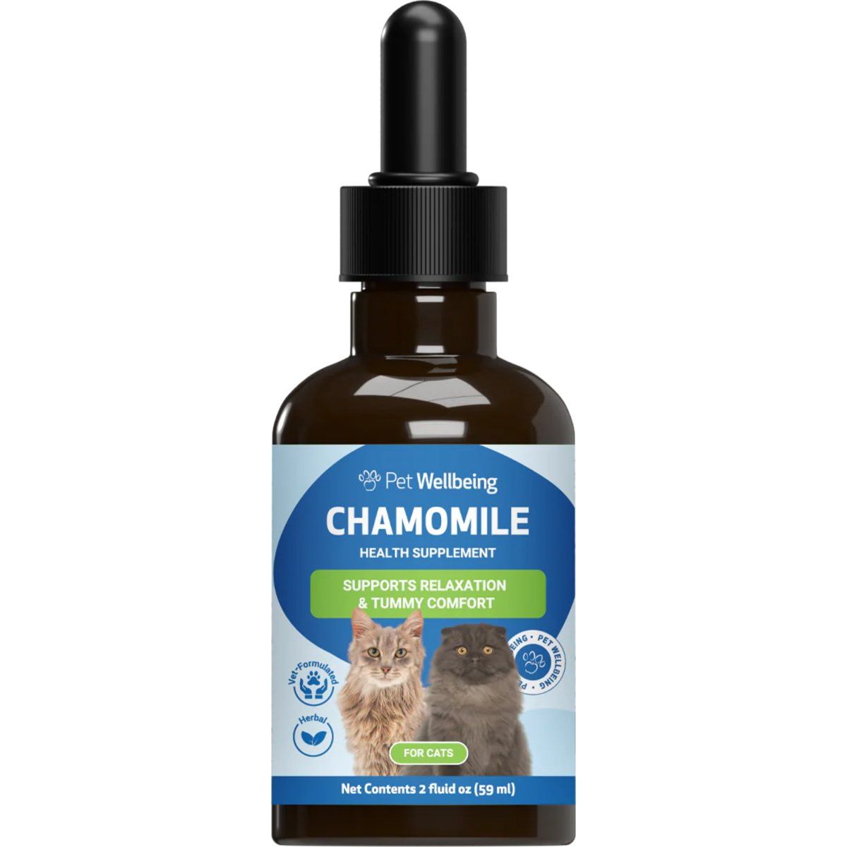 REV Chamomile Supports Healthy Calm & Digestive Function Liquid Supplement for Cats, sabor Tocino. 60 ml. - Pet Wellbeing