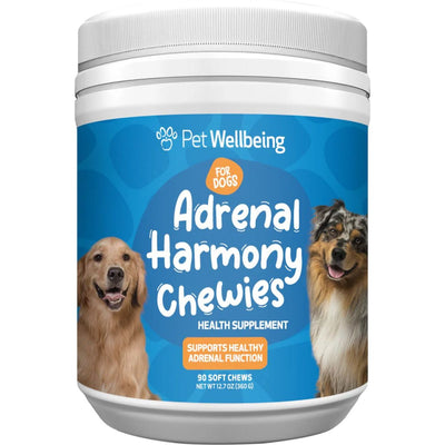 REV Adrenal Harmony Chewies Support Cortisol Balance & Function Supplement for Dogs, sabor Res. 360 g / 90 chews. - Pet Wellbeing
