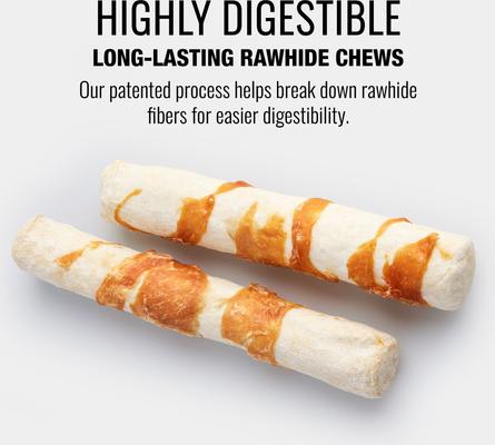 Long-Lasting Large Rolls Venison Rawhide Chew Dog Treats, 2 count