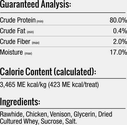 Long-Lasting Large Rolls Venison Rawhide Chew Dog Treats, 2 count