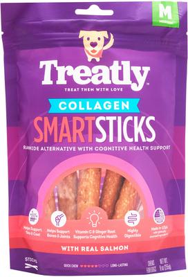 Collagen Smart Sitcks Salmon Flavor Dog Chews, 9-oz bag