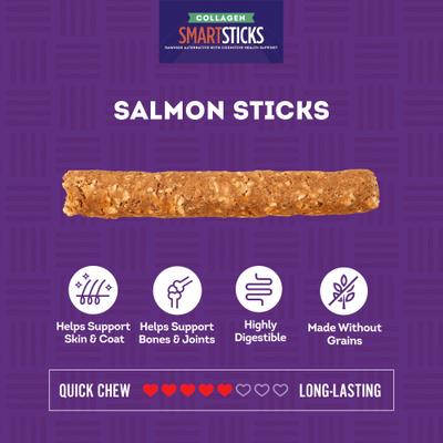Collagen Smart Sitcks Salmon Flavor Dog Chews, 9-oz bag