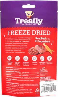 Beef & Carrot with Collagen Freeze-Dried Dog Treats, 3-oz cube