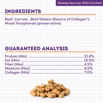 Beef & Carrot with Collagen Freeze-Dried Dog Treats, 3-oz cube