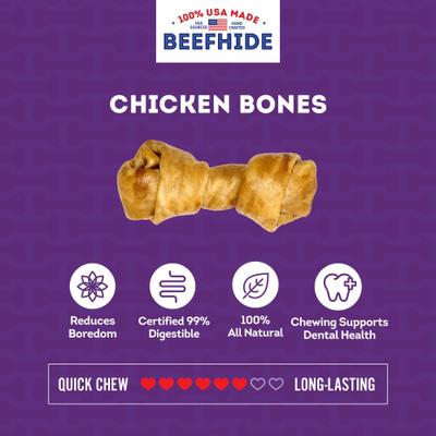 USA Beefhide Bones 5 to 6-in Chicken Flavor Dog Chews, 7 count