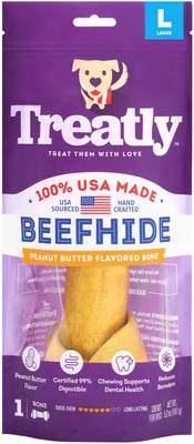 USA Beefhide Bones 9 to 10-in Peanut Butter Flavor Dog Chews