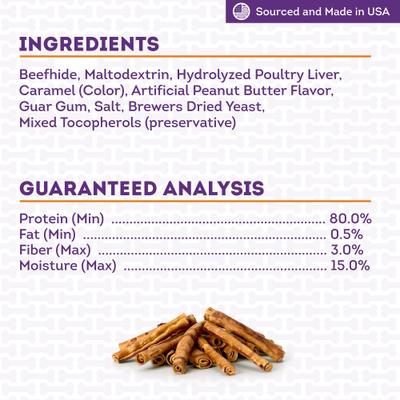 USA Beefhide Chip Rolls 5 to 6-in Peanut Butter Flavor Dog Chews, 20 count