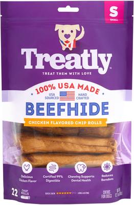 USA Beefhide Chip Rolls 5 to 6-in Chicken Flavor Dog Chews, 22 count