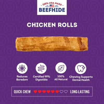 USA Beefhide Chip Rolls 5 to 6-in Chicken Flavor Dog Chews, 22 count