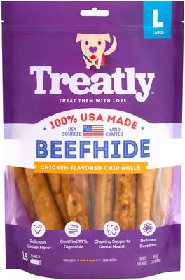 USA Beefhide Rolls 8 to 9-in Chicken Flavor Dog Chews, 15 count