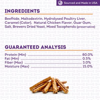 USA Beefhide Rolls 8 to 9-in Chicken Flavor Dog Chews, 15 count