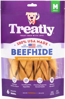 USA Beefhide Braids 7 to 8-in Chicken Flavor Dog Chews, 6 count