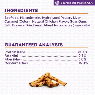 USA Beefhide Braids 7 to 8-in Chicken Flavor Dog Chews, 6 count