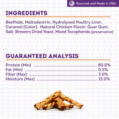 USA Beefhide Braids 7 to 8-in Chicken Flavor Dog Chews, 7 count