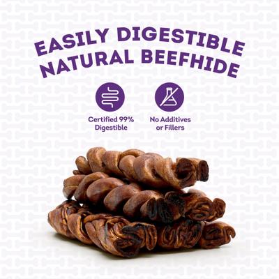 USA Beefhide Braids 7 to 8-in Peanut Butter Flavor Dog Chews, 7 count
