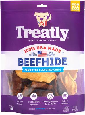 USA Beefhide Chips - Masticables para perros con sabor a pollo y carne de res, bolsa de 355 g