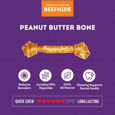 American Beefhide Bones 12 to 13-in Peanut Butter Flavor Dog Chews