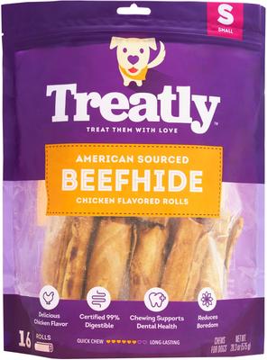 American Sourced Beefhide Rolls 4 to 5-in Chicken Flavor Dog Chews, 16 count