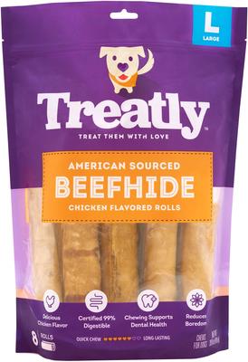 American Sourced Beefhide Rolls 8 to 9-in Chicken Flavor Dog Chews, 10 count