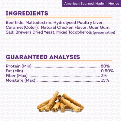 American Sourced Beefhide Rolls 8 to 9-in Chicken Flavor Dog Chews, 10 count