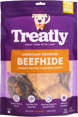 American Sourced Beefhide Chips Peanut Butter Flavor Dog Chews, 22-oz bag