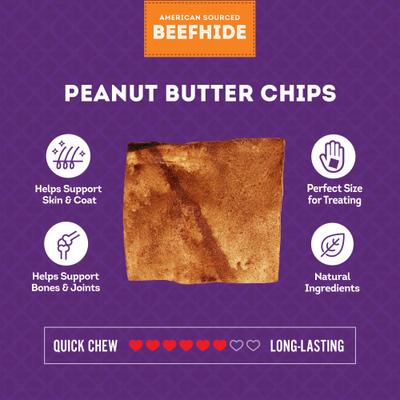 American Sourced Beefhide Chips Peanut Butter Flavor Dog Chews, 22-oz bag