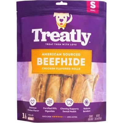 Masticables para perros con sabor a pollo y chips de piel de res de origen americano, bolsa de 22 oz