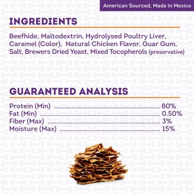 Masticables para perros con sabor a pollo y chips de piel de res de origen americano, bolsa de 22 oz