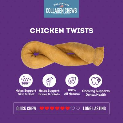 USA Collagen Twist 6 to 7-in Chicken Marinade Flavor Dog Chews, 2 count