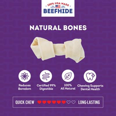 USA Beefhide Bones 5 to 6-in Natural Flavor Dog Chews, 7 count