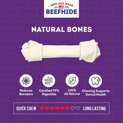 USA Beefhide Bones 9 to 10-in Natural Flavor Dog Chews