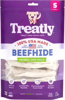 USA Beefhide Chip Rolls 5 to 6-in Natural Flavor Dog Chews, 22 count