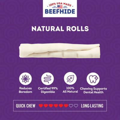 USA Beefhide Chip Rolls 5 to 6-in Natural Flavor Dog Chews, 22 count