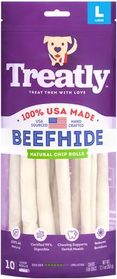 USA Beefhide Chip Rolls 10 to 11-in Natural Flavor Dog Chews, 10 count