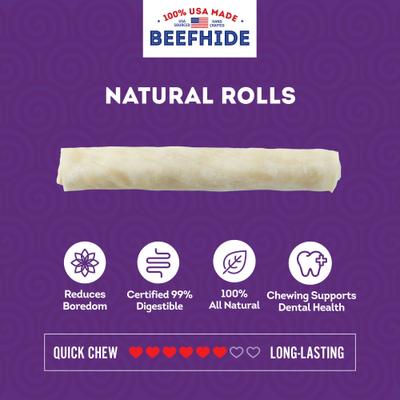 USA Beefhide Chip Rolls 10 to 11-in Natural Flavor Dog Chews, 10 count