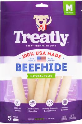 USA Beefhide Rolls 6 to 7-in Natural Flavor Dog Chew Treats, 5 count