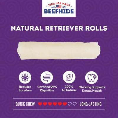 USA Beefhide Rolls 6 to 7-in Natural Flavor Dog Chew Treats, 5 count