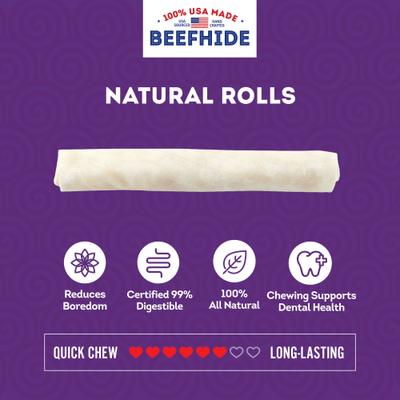 USA Beefhide Rolls 8 to 9-in Natural Flavor Dog Chews, 2 count