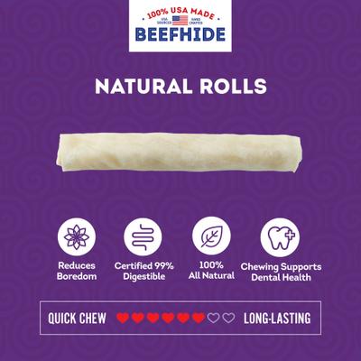 USA Beefhide Rolls 8 to 9-in Natural Flavor Dog Chews, 10 count
