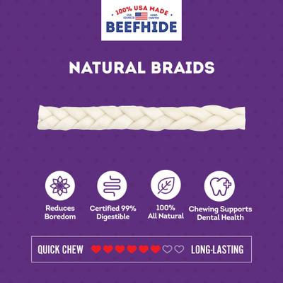 USA Beefhide Braids 12 to 13-in Natural Flavor Dog Chews, 2 count