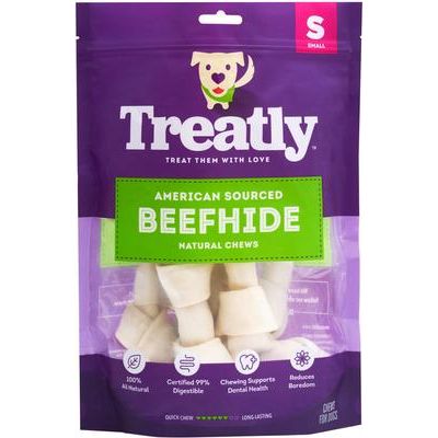 Huesos de piel de res de origen americano, masticables para perros con sabor natural de 4 a 5 pulgadas, 10 unidades