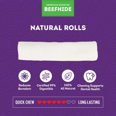 American Sourced Beefhide Rolls 6 to 7-in Natural Flavor Dog Chews, 4 count