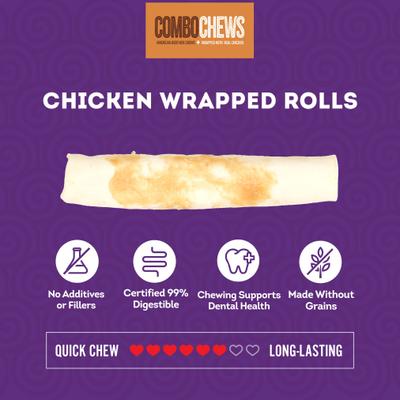 Combo Beefhide Rolls 7-in with Chicken Meat Wrap Dog Chews, 3 count