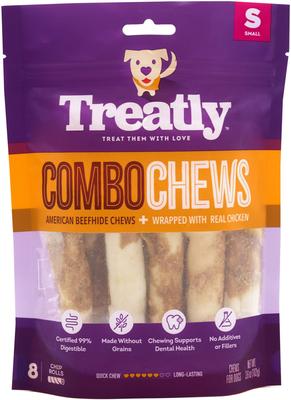 Combo Beefhide Chip Rolls 5-in with Chicken Meat Wrap Dog Chews, 10 count