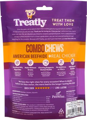 Combo Beefhide Chip Rolls 5-in with Chicken Meat Wrap Dog Chews, 10 count