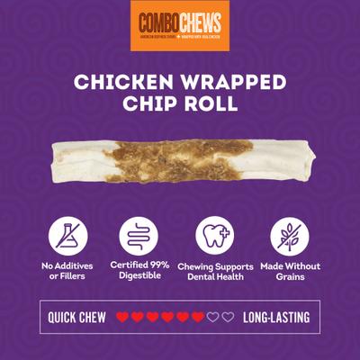 Combo Beefhide Chip Rolls 5-in with Chicken Meat Wrap Dog Chews, 10 count