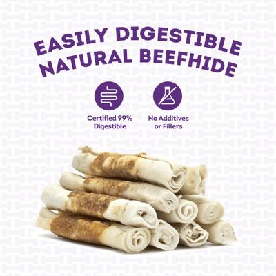 Combo Beefhide Chip Rolls 5-in with Chicken Meat Wrap Dog Chews, 10 count