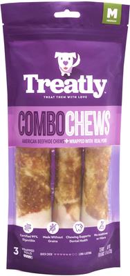 Combo Beefhide Rolls with Pork Meat Wrap Dog Chews, 3 count, Medium