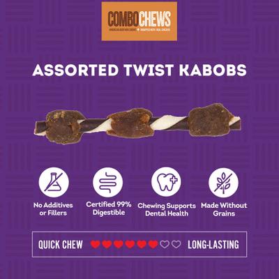 Combo Pork Flavor Rawhide Kabob 5-in with Duck & Chicken Meat Wrap Dog Chews, 18 count